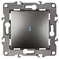 Выключатель с подсветкой без рамки Эра S12 1-кл 10А графит картинка